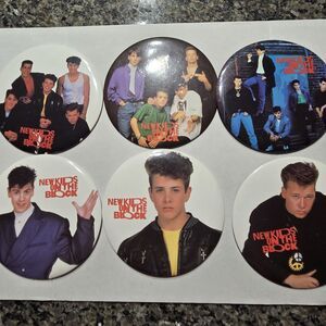 NEW KIDS ON THE BLOCK - (6) PINBACK BUTTONS/Stand- 6" INCHES EACH - ONE LOT